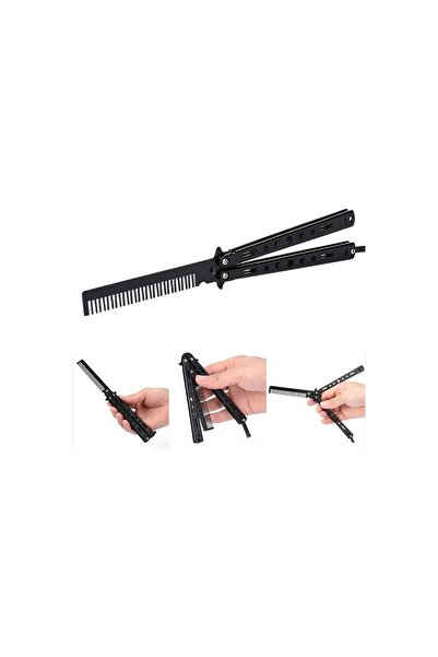 Streak Metal Butterfly Pattern Steel Comb - Hair Styling Portable Crawl - Black