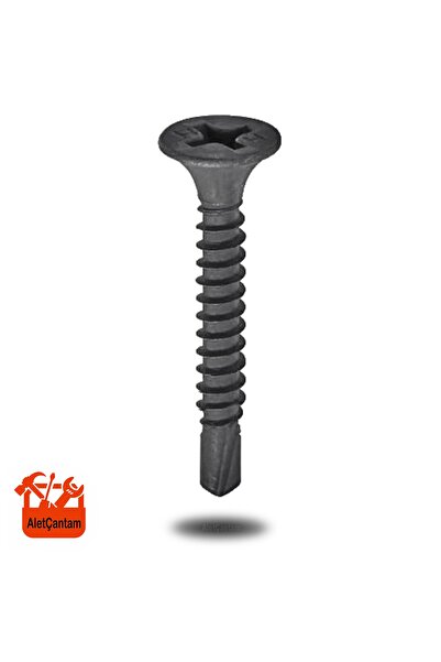 ALETÇANTAM Matkap Uçlu Alçıpan Vidası Siyah Vida 3.5 X 25 Mm 100 Adet