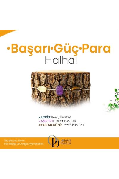 OSMANLI DEĞERLİ TAŞ Certified Amethyst, Citrine, Tiger Eye Natural Stone Ankl...