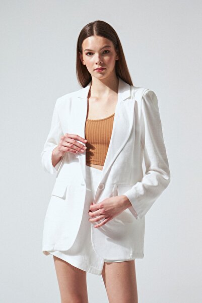 BERFUĞ KIRAN Linen Jacket White