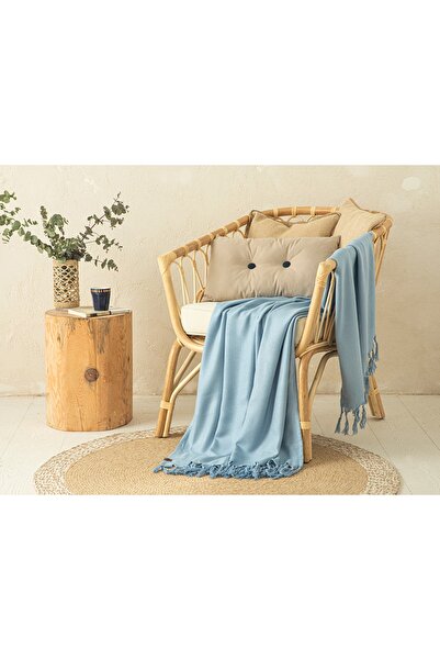 English Home Palmier Modal Koltuk Şalı 130x160 Cm Açık Mavi