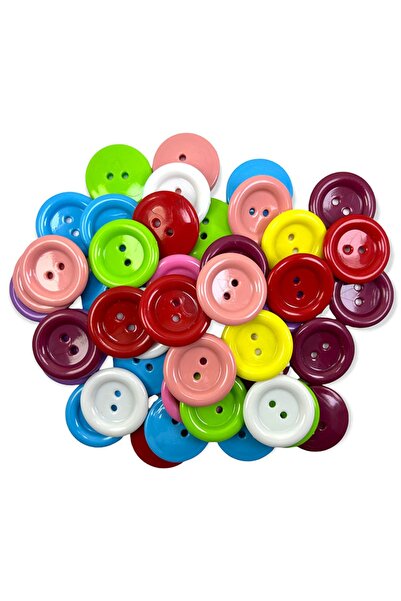 MİR 60 Boy Karışık Renkli Düğmeler 3.8 Cm Plastik Düğme (10 Adet)