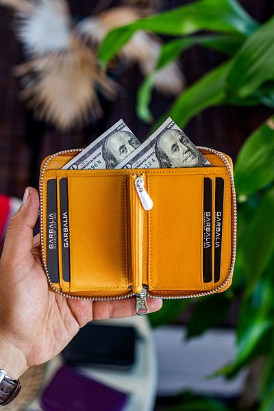 Garbalia Πορτοφόλι Sydney από γνήσιο δέρμα με φερμουάρ Unisex Mustard Yellow με θήκη για νομίσματα