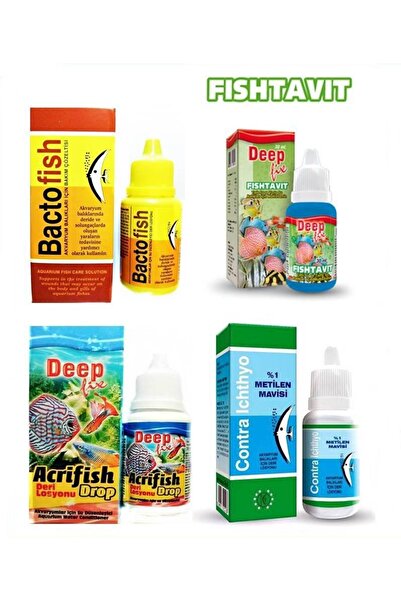 Deep Fix Akvaryum Su Düzenleyici Balık Sağlık Bakım Seti 4 Lü