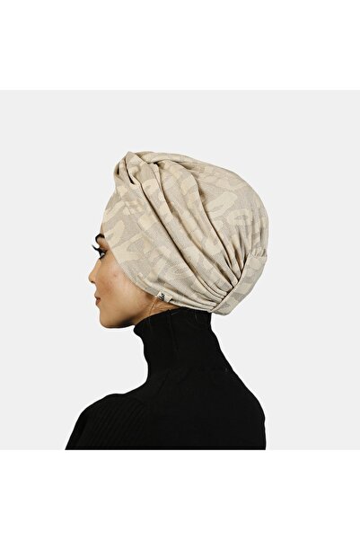 Twisted Worm Beige Desenli El Yapımı Bone