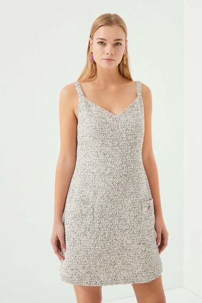 Just Like You Krem Askılı Bele Oturan Mini Elbise