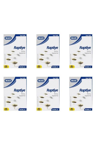 Mas 305 Yellow Solid Brass Coated Fastener 36 Pieces - 6 Boxes