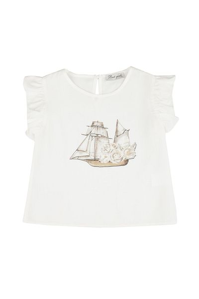 best kids Girl's Ecru Ruffle Sleeve Blouse