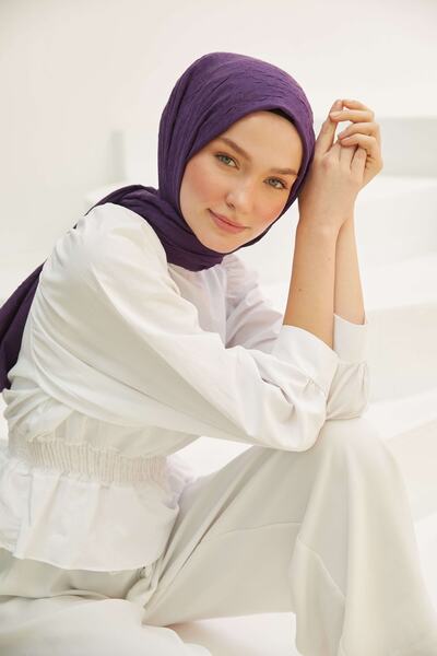 VALORSCARF Koyu Mor Bambu Kraş Şal