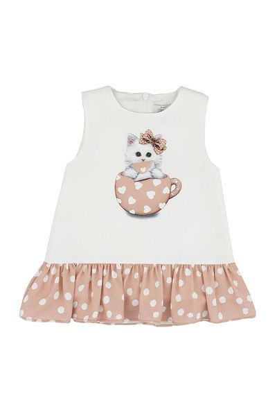 best kids Baby Girl Ecru Printed Dress