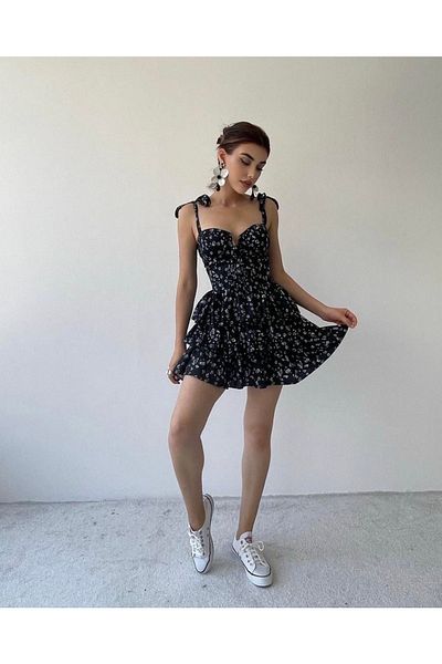 My Bella Φόρεμα Strappy Φούστα Flounce Φόρεμα Floral Mini φόρεμα με στήριξη στο στήθος