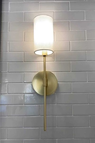 BSA LIGHTING Henna Single Antique Modern Sconce (WITH WHITE LAMP SHADE)