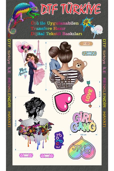 DTF BASKI Süper Mom Baskı-ütü Ile Baskı-transfere Hazır -anne Çocuk-kalp Baskı