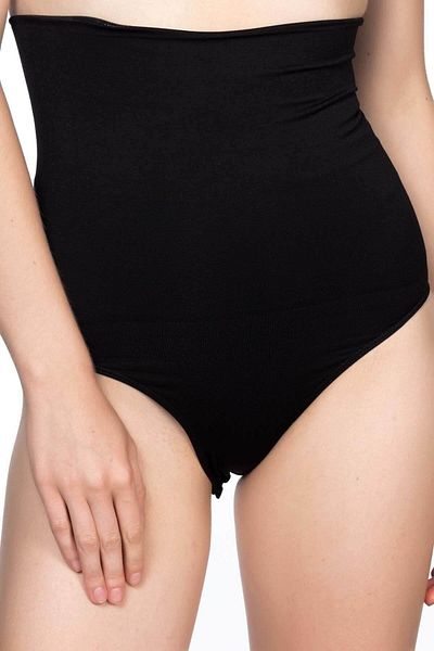 Emay Black 2019 Double High Waist Slip Corset with Snap Fasteners