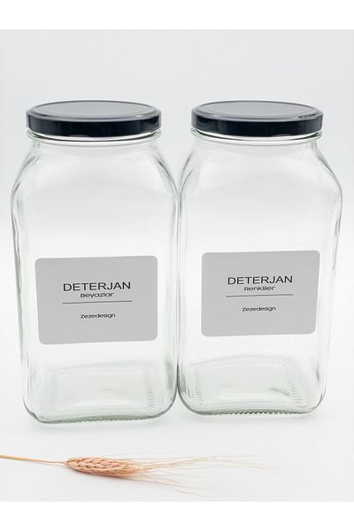 zezedesing Διακοσμητικό γυάλινο βάζο 3lt (απορρυπαντικό Λευκά χρώματα / Μαύρο καπάκι)