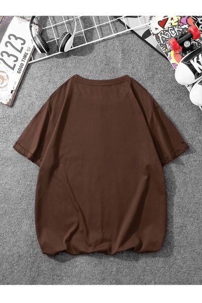 Deocept Καφέ ανδρικό μπλουζάκι Oversize Basic