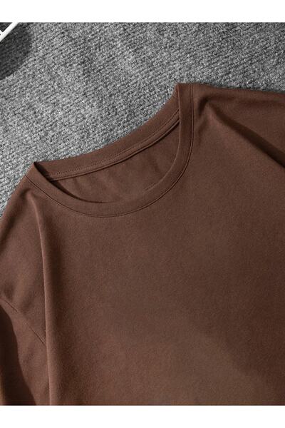 Deocept Καφέ ανδρικό μπλουζάκι Oversize Basic