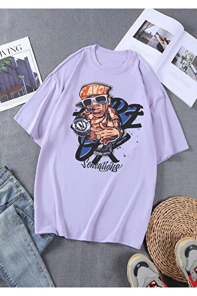 Deocept Tricou oversize unisex cu imprimeu Lilac Sensations