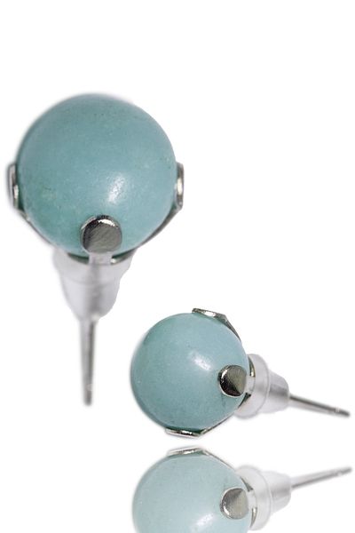 Tesbih Atölyesi Certified Natural Amazonite Stone Dot Natural Stone Earrings