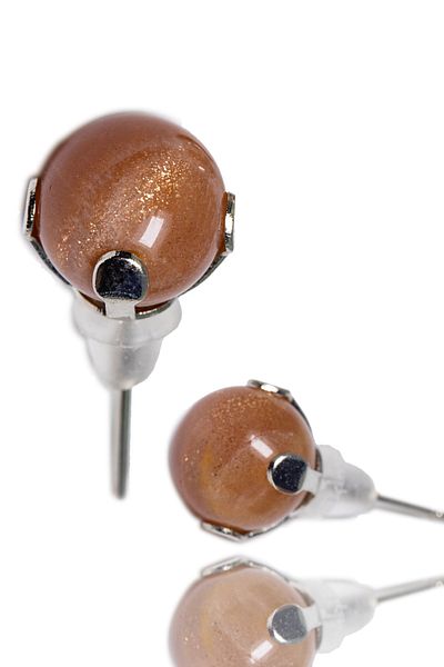 Tesbih Atölyesi Certified Natural Sunstone Dot Natural Stone Earrings
