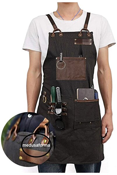 medusaforma Çapraz Askılı Mutfak Önlüğü Master Chef Cafe Şef Teknisyen Aşçı K...