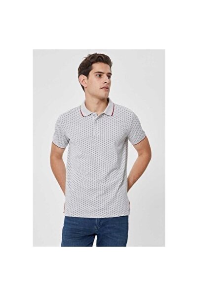 Lee Cooper Ανδρικό μπλουζάκι Andy Polo με λαιμόκοψη γκρι μελανζέ 212 LCM 242053