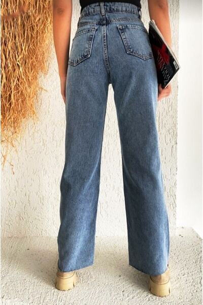 SANTA BELLA Pablo Dark Blue Snow Wash Casual Palazzo Wideleg Jean Power Lycra...