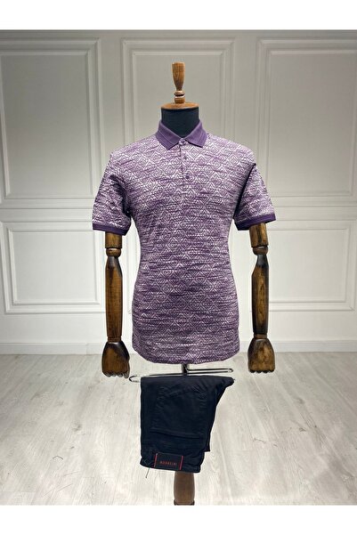 Halifaks Фіолетова футболка з візерунком на комірі