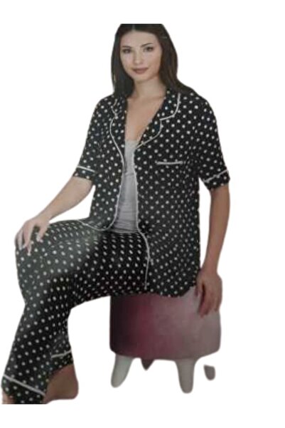 Siyah Benekli Pijama Takımı
