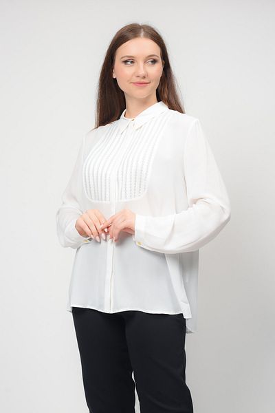TUSSE Ribbed Detailed Chiffon Large Size Classic Shirt