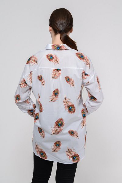 TUSSE Women's 100% Cotton Peacock Patterned Cotton Plus Size Shirt