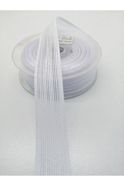 Bontex White Linen Effect Ribbon 2.5 cm 3 Meters