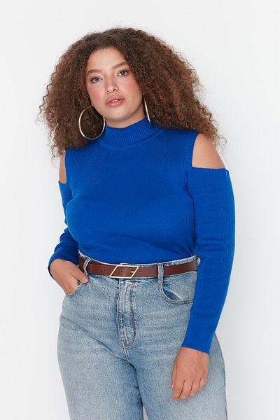 Trendyol Curve Große Größen in Pullover  - Dunkelblau - Regular Fit