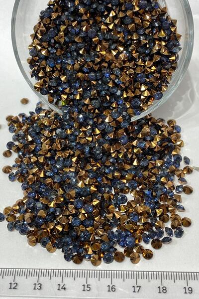 Bride Aksesuar Dünyası Sortiment de mărgele piatră adezivă cu fantă, albastru...