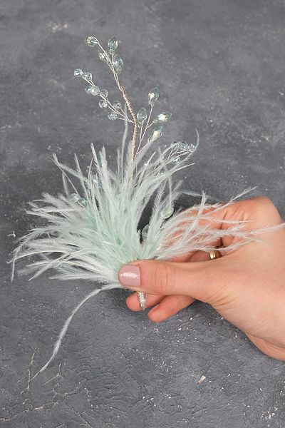 Bride Aksesuar Dünyası Accesoriu de păr de mireasă cu două fețe, cu pene și cristale, personalizate pentru mirese – Coroană – Coroană – Coroană