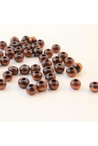 FdayAksesuar Видове мъниста Кафяво дървено мънисто 8 мм 1 опаковка 100 грама ...