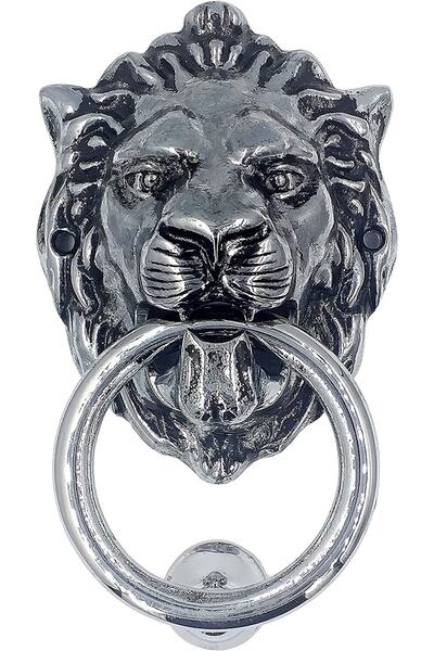 HOUSE2HOME Brass Lion Door Knob, Plug and Snap, Silver Black