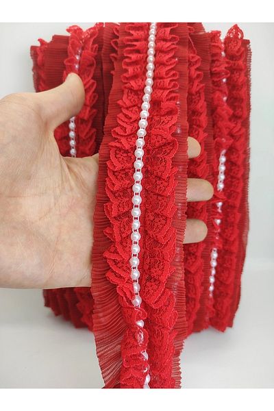 GELD Red Pearl Ruffle Ribbon – Ribbon – Ribbon
