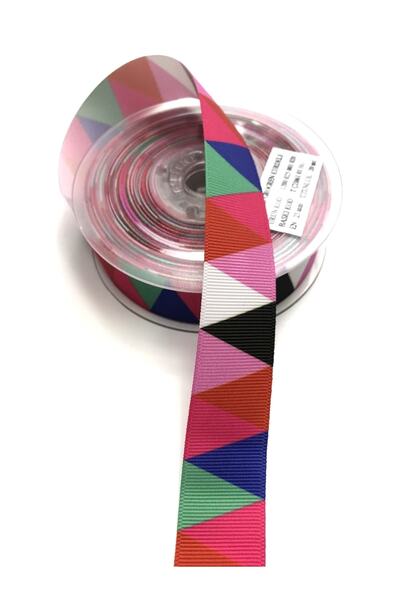 Bride Aksesuar Dünyası Panglică Grosgrain cu Motiv Triunghi Colorat 2,5 Cm – ...