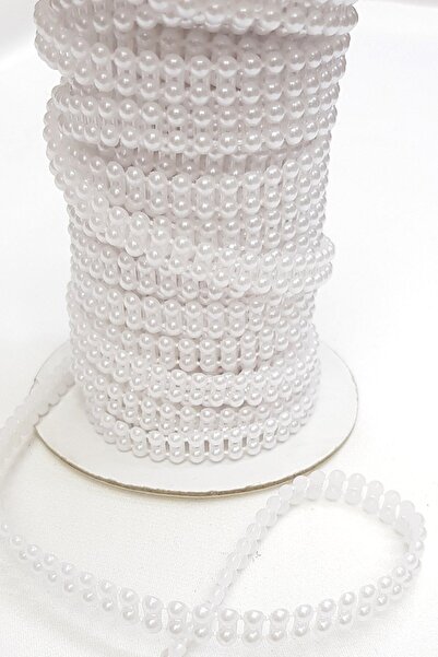 FdayAksesuar Tipuri de margele Perle decupate albe, dublu rând, 4 mm – margele