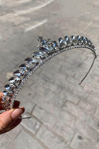 fesleğen çiçek Gümüş Renk Ece Model Ince Gelin Tacı