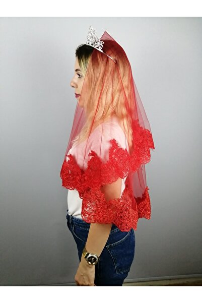 Bride Aksesuar Dünyası Set de voaluri roșii din dantelă piese – Accesoriu pen...