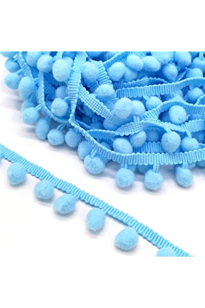 Bride Aksesuar Dünyası Panglică albastru deschis cu pompon – Panglică decorativă