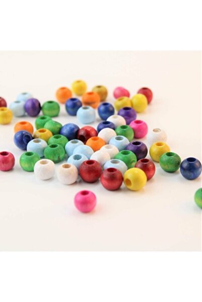 Bontex Tipuri de margele Mărgele din lemn de culori mixte 10 mm 1 pachet 100 ...