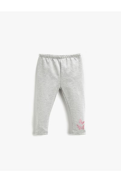 Koton Butterfly Print Detailed Leggings Glitter Elastic Waist