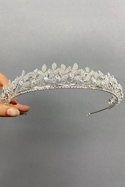 Bride Aksesuar Dünyası Coroană de mireasă și henna Lacas de culoare argintie elegantă – Coroană – Coroană – Coroană