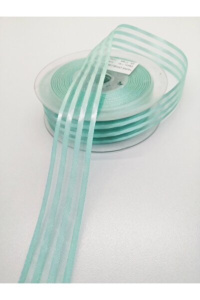 Bontex Material de ambalare Panglică din șifon cu dungi din satin verde apă 2...