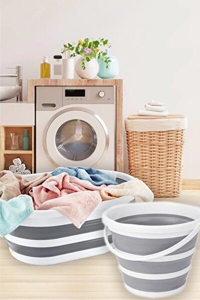 Sepetkitchen 2'li Set Katlanabilir Çamaşır Sepeti Katlanabilir Akordiyon Su K...