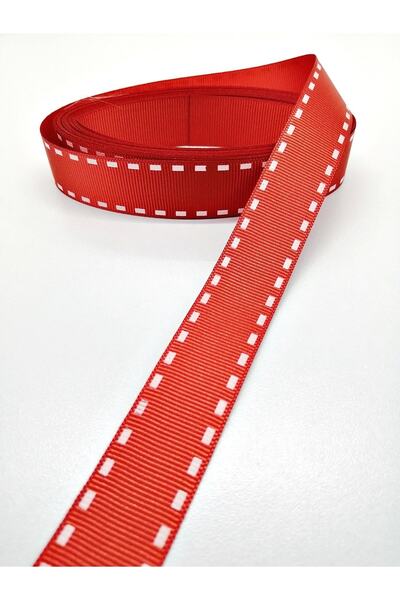 Bride Aksesuar Dünyası Panglică Grosgrain Imprimată Linie Roșie 2,5 Cm 2 Metr...