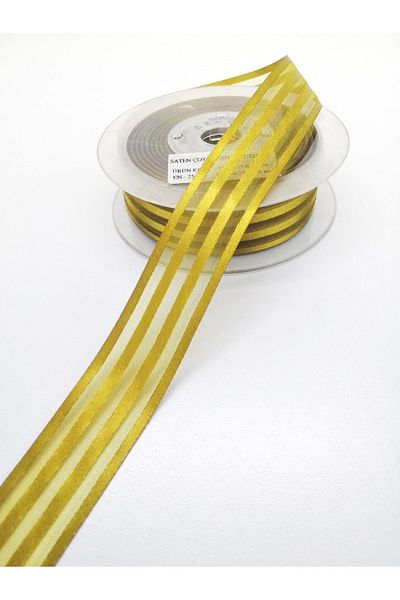 Bride Aksesuar Dünyası Hobby Products Mustard Satin Striped Chiffon Ribbon 3 Meters Width 2.5 cm – Ribbon – Ribbon